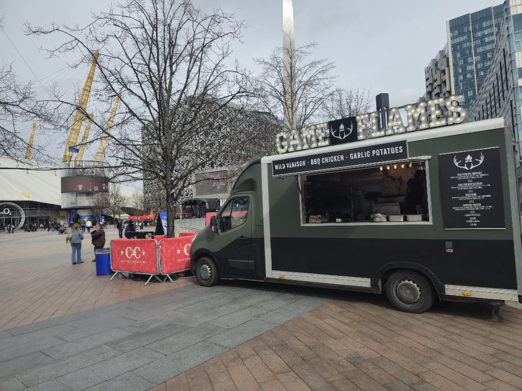 Game and Flames food truck fully set up at The O2 London