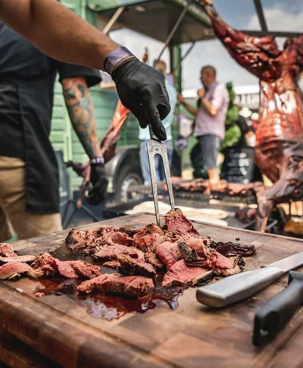 Sliced venison with pomegranate