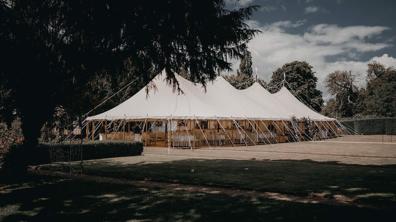 Original Marquees luxury sailcloth marquee at an outdoor event